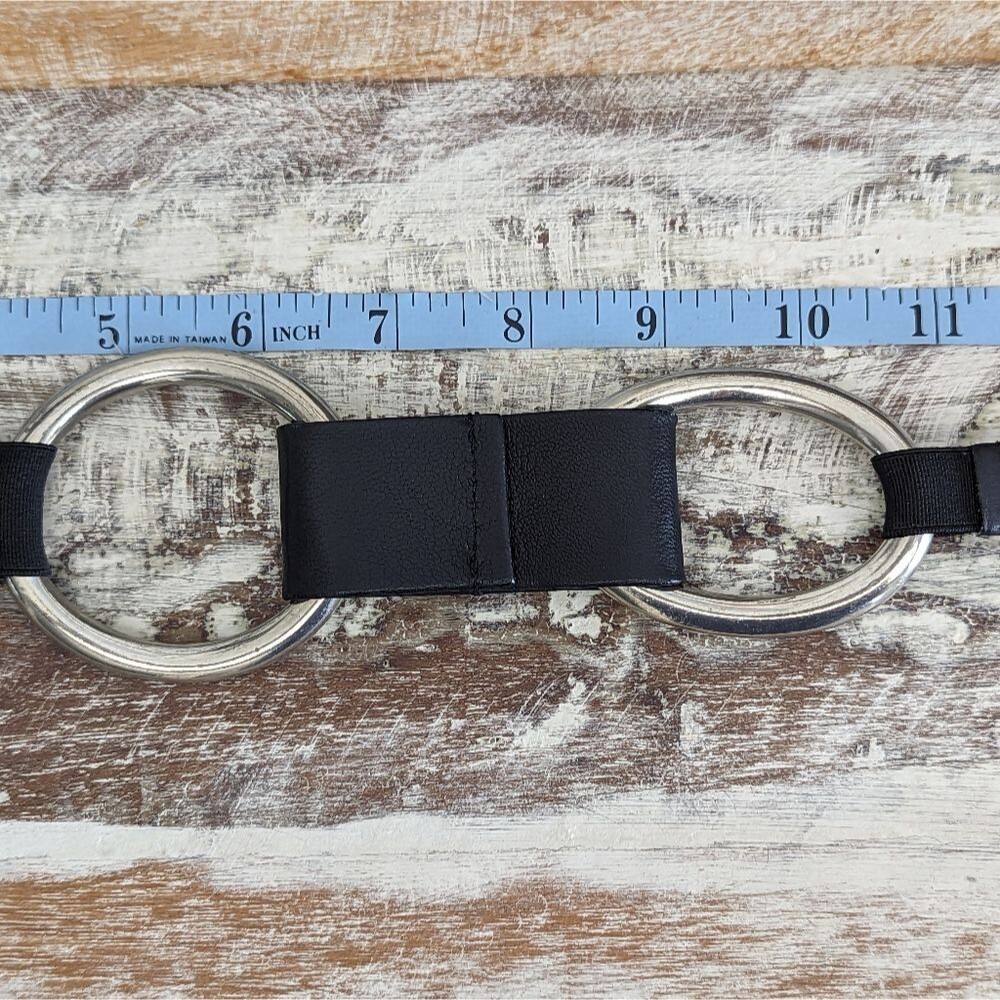 Suzi Roher Chunky Silver Tone and Black Leather Belt 35"- 40" Women - Picture 8 of 8